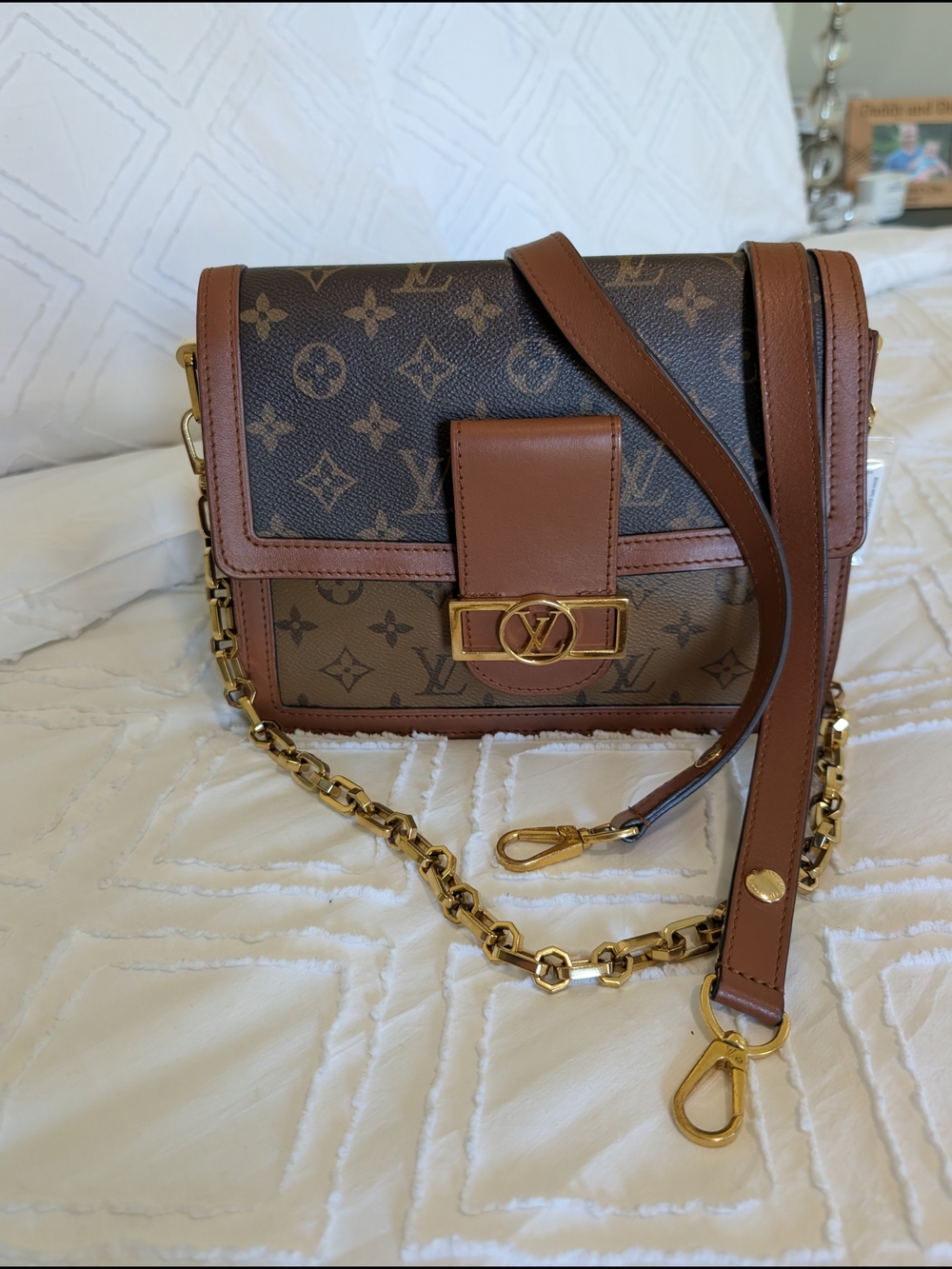 Louis Vuitton 2019 Monogram Dauphine Crossbody Bag Gold Chain Strap - Picture 15 of 17